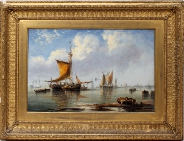 Harbor Landscape With Figures Oil Painting by Francis Moltino