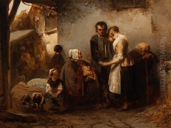 The Comforting Oil Painting by Petrus Marius Molyn