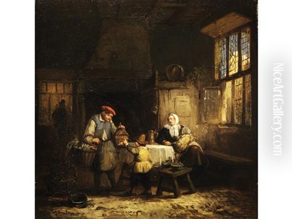 Genreszene In Einer Hollandischen Burgerkuche Oil Painting by Petrus Marius Molyn