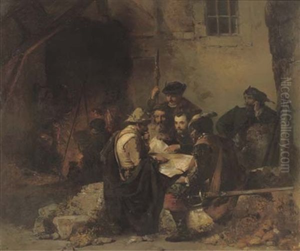 De Veldheren - Planning The Campaign Oil Painting by Petrus Marius Molyn