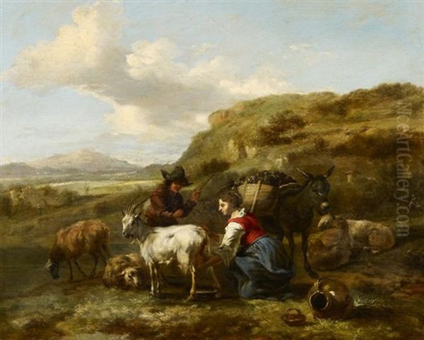 Rastendes Bauernpaar Oil Painting by Hendrick Mommers