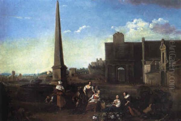 Piazza Del Popolo Oil Painting by Hendrick Mommers