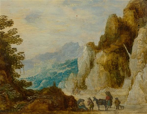 Mountain Landscape With Figures Oil Painting by Joos de Momper the Elder