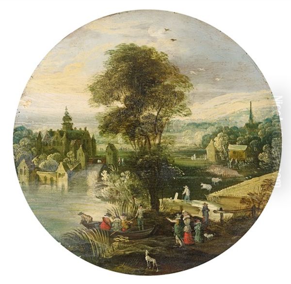 Landscape With Water Castle Oil Painting by Philips de Momper the Elder