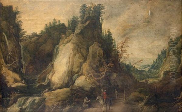 Paysage Montagneux Anime De Personnages Oil Painting by Philips de Momper the Elder