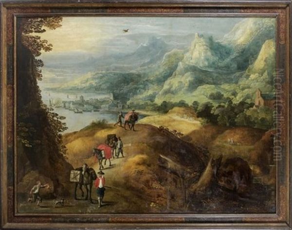 Paysage Montagneux Anime De Personnages Oil Painting by Philips de Momper the Elder