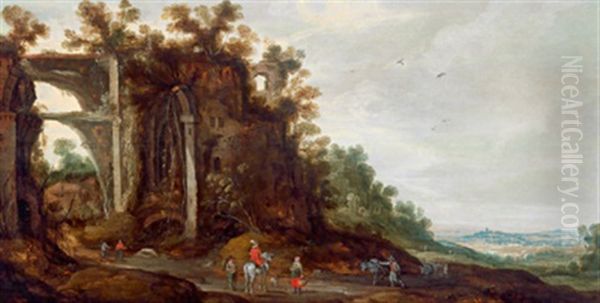 Ruinenlandschaft Mit Einem Reiter Oil Painting by Philips de Momper the Elder