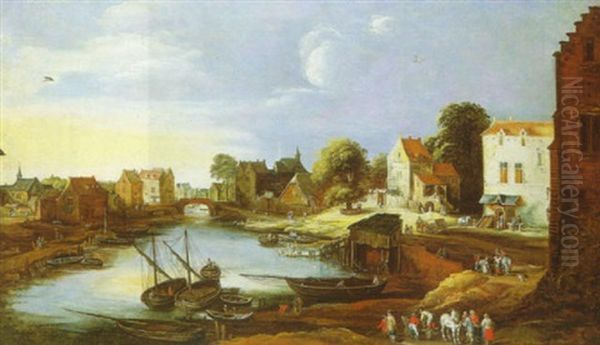 Vue D'un Village Oil Painting by Philips de Momper the Elder