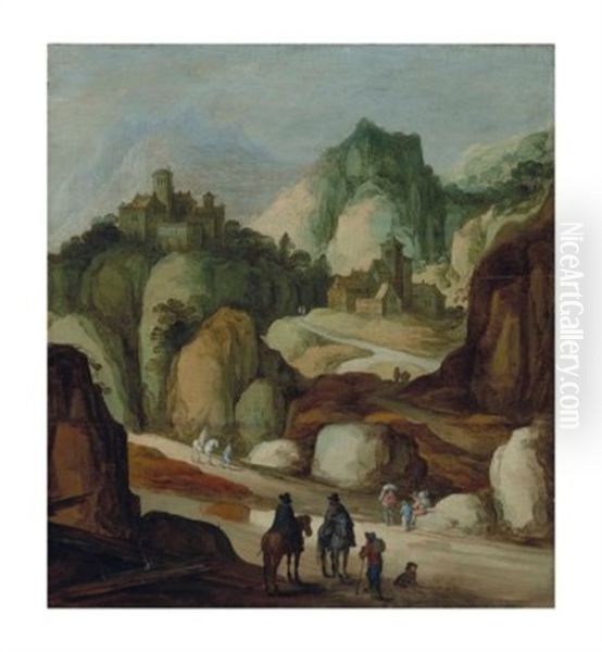 Paysage Montagneux (attributed Collaboration With Jan Brueghel L'ancien) Oil Painting by Joos de Momper the Younger