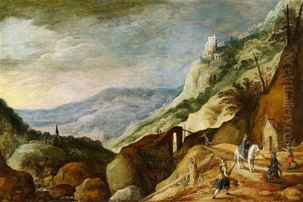 Mountain Landscape With An Ambush Oil Painting by Joos de Momper the Younger