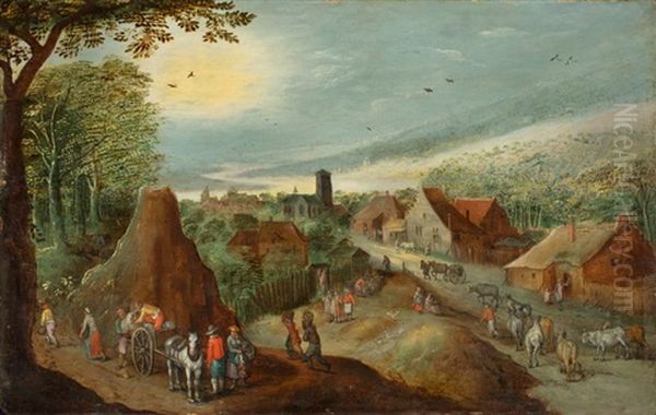 Landscape With View Of A Village Oil Painting by Joos de Momper the Younger