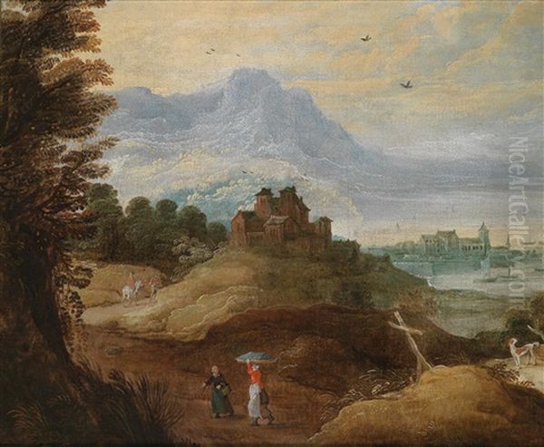 Berglandschaft Mit Reisenden Auf Einem Pfad by Joos de Momper the Younger