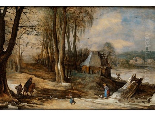 Winterlandschaft Mit Heimkehrenden Bauern Oil Painting by Joos de Momper the Younger