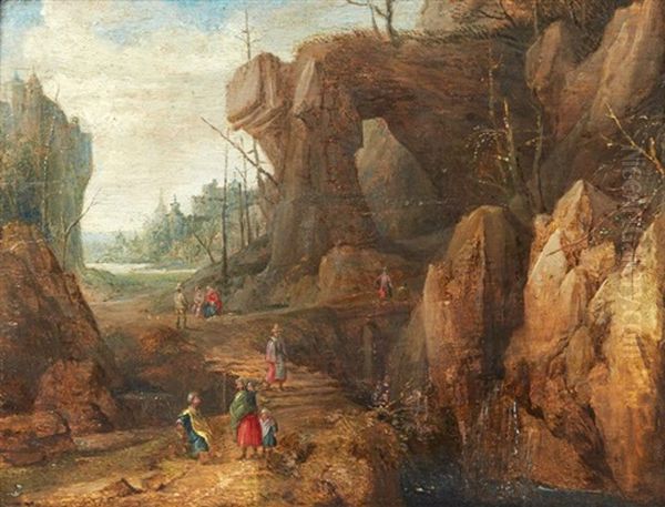 Paysage De Falaises Animees De Personnages Oil Painting by Joos de Momper the Younger