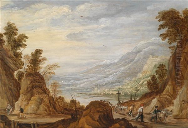 Weite Gebirgslandschaft Mit Reisenden Oil Painting by Joos de Momper the Younger