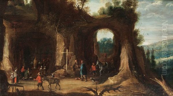 Holy Mass In The Mountains Oil Painting by Joos de Momper the Younger