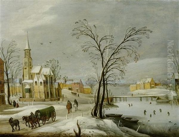 Winterlandschaft Mit Einer Kirche Oil Painting by Joos de Momper the Younger