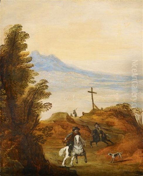 Wide Landscape With Riders Oil Painting by Joos de Momper the Younger