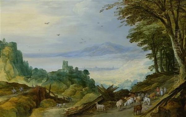 Weite Landschaft Mit Kuhherde Oil Painting by Joos de Momper the Younger