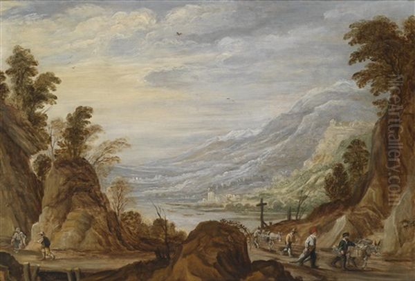 Weite Gebirgslandschaft Mit Reisenden Oil Painting by Joos de Momper the Younger