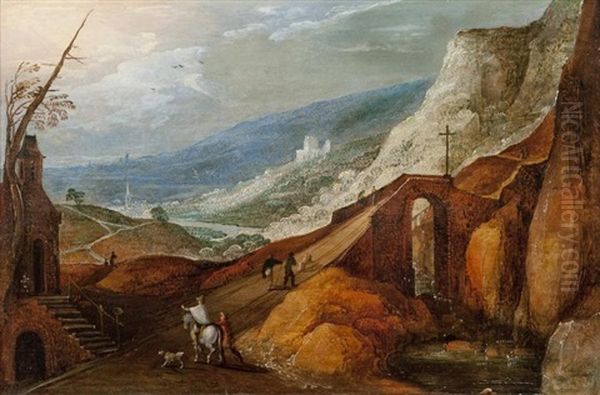 Cavalier Dans Un Paysage Montagneux Oil Painting by Joos de Momper the Younger