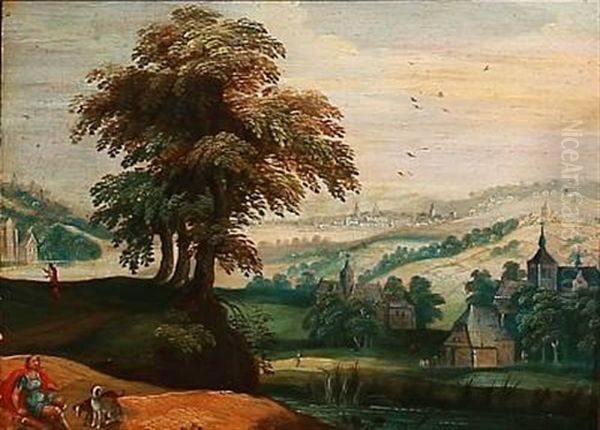 Hilly Landscape With Numerous Church Towers Oil Painting by Joos de Momper the Younger