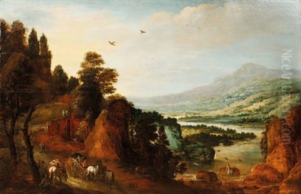 Voyageurs Sur Un Chemin Oil Painting by Joos de Momper the Younger