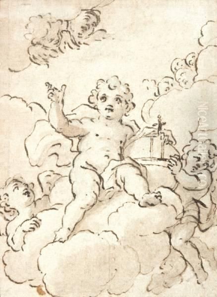 Putti Met Aardbol Oil Painting by Pietro Bianchi