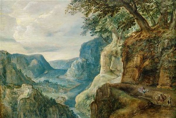 Weite Flusslandschaft Mit Einem Reisenden Auf Einer Anhohe Oil Painting by Joos de Momper the Younger