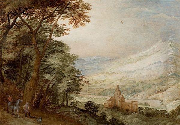 Landschaft Mit Burg Und Reitern Oil Painting by Joos de Momper the Younger