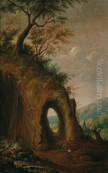 Gebirgslandschaft Mit Einem Eseltreiber Oil Painting by Joos de Momper the Younger