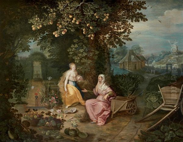 Chevreuils Dans Un Paysage De Cascade Oil Painting by Joos de Momper the Younger