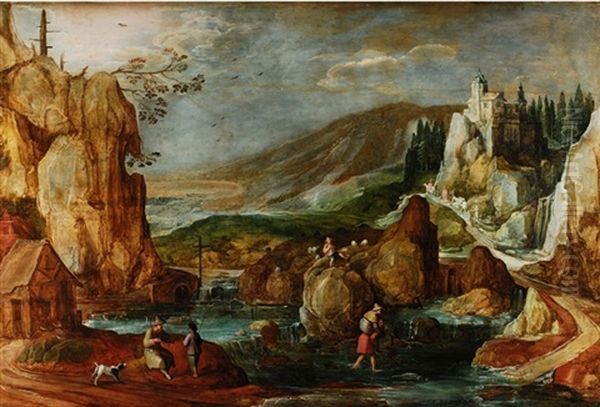 Die Furt Im Gebirge Oil Painting by Joos de Momper the Younger