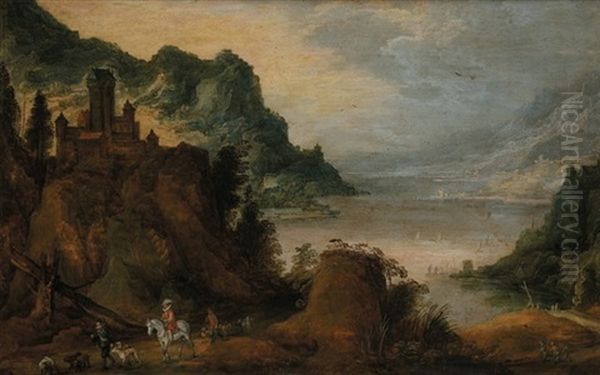 Paysage De Montagne Et Cavalier Oil Painting by Joos de Momper the Younger