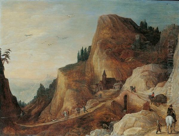 Gebirgslandschaft Mit Reisenden Oil Painting by Joos de Momper the Younger