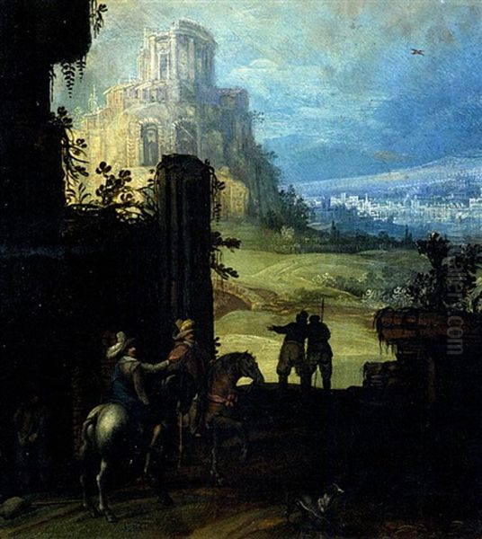 Landschaft Mit Zwei Reitern Und Einem Hund Oil Painting by Joos de Momper the Younger