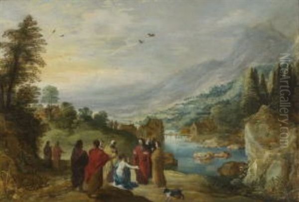 Christus Und Das Blutflussige Weib Oil Painting by Joos de Momper the Younger