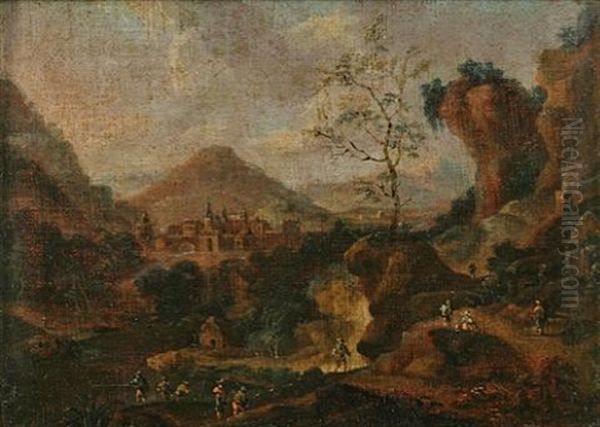 Mountainous Landscape (+ Another Similar; 2 Works) Oil Painting by Joos de Momper the Younger