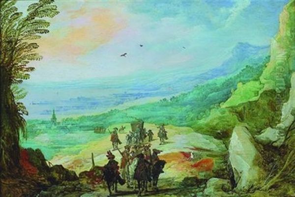 Convoi De Cavaliers Dans Un Vaste Paysage Montagneux Oil Painting by Joos de Momper the Younger