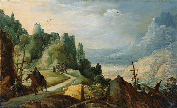 Berglandschaft Mit Reiter Oil Painting by Joos de Momper the Younger