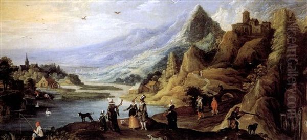 Paysage De Montagne Panoramique Avec La Famille Royale De Boheme Oil Painting by Joos de Momper the Younger