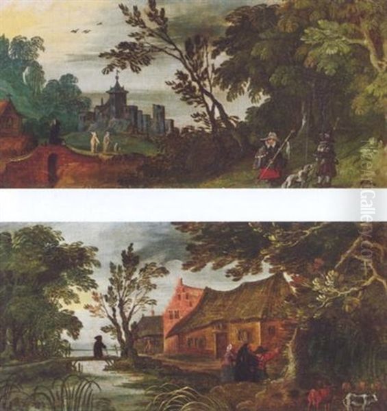 Landschaft Mit Gebauden Und Figuren Oil Painting by Joos de Momper the Younger