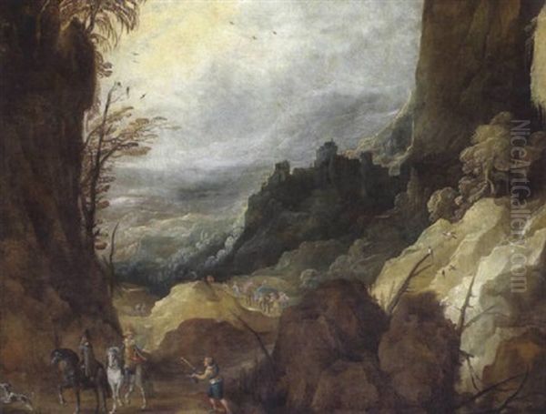 Grose Gebirgslandschaft Mit Reisenden Oil Painting by Joos de Momper the Younger