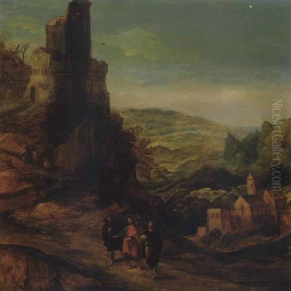 The Road To Emmaus Oil Painting by Joos de Momper the Younger