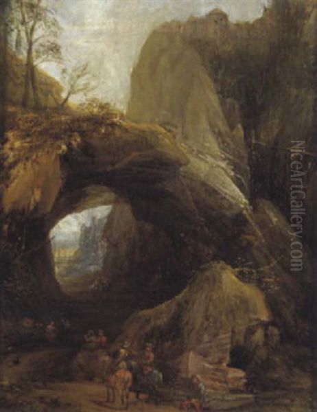 Reiter In Felsiger Landschaft Oil Painting by Joos de Momper the Younger