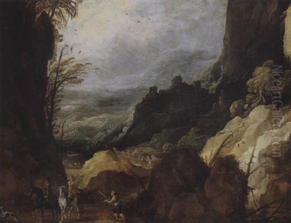 Berglandschaft Mit Reitern Und Wanderern Oil Painting by Joos de Momper the Younger