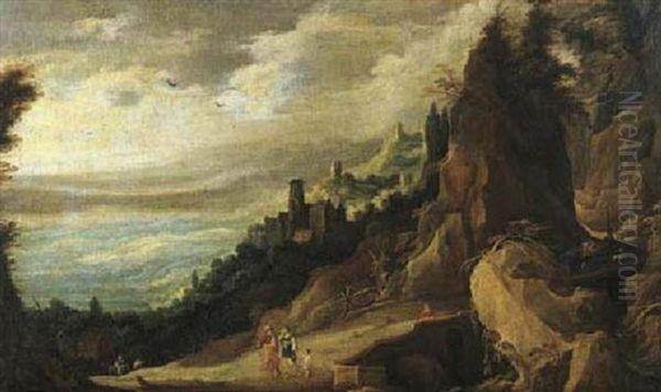 An Extensive Mountain Landscape With The Expulsion Of Haggar Oil Painting by Joos de Momper the Younger