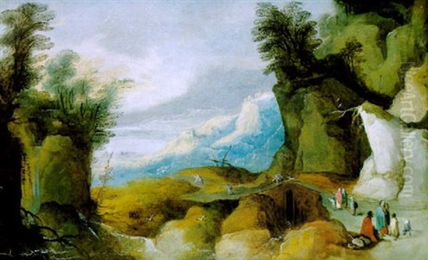 Gebirglandschaft Mit Reisenden Oil Painting by Joos de Momper the Younger