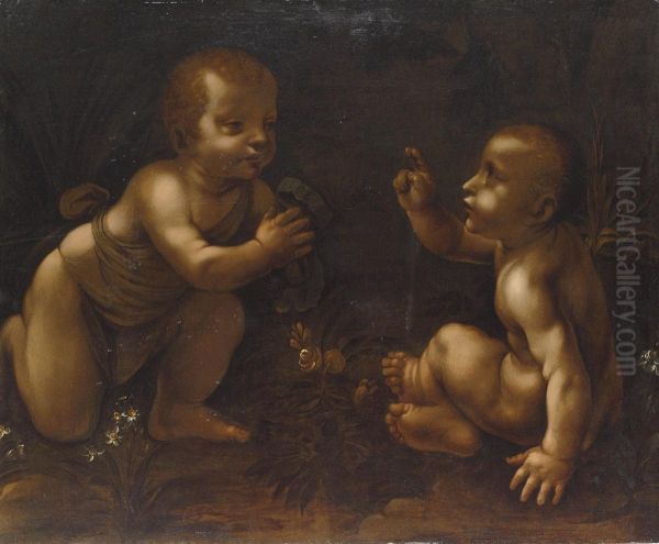 The Meeting Of Christ And The Infant Saint John The Baptist Oil Painting by Andrea Bianchi, Il Vespino