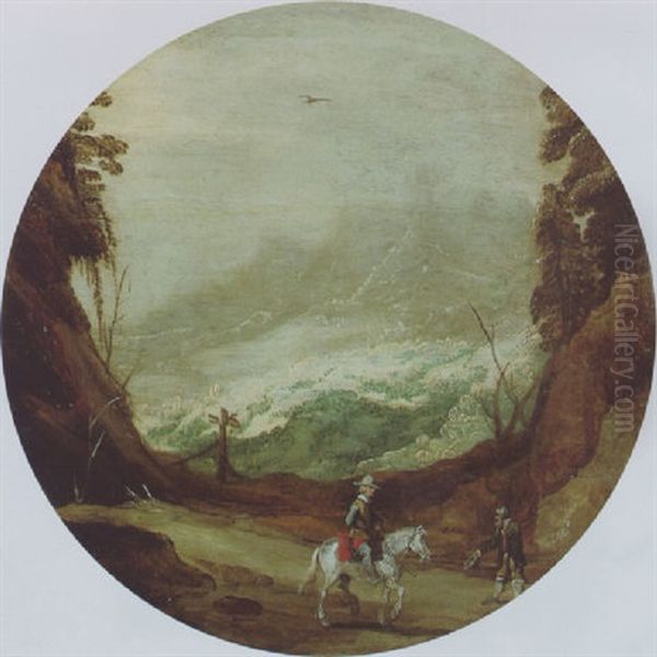 Reiter Und Bettler In Berglandschaft Oil Painting by Joos de Momper the Younger